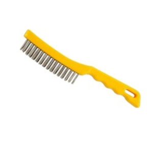 WIRE BRUSH -YELLOW  PLASTIC HANDLE
